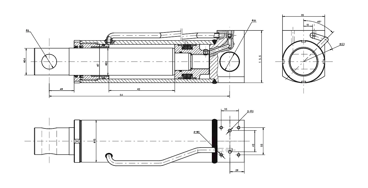 Behind Cylinder for Frame Support HCYY11112027 Technical Specification Table