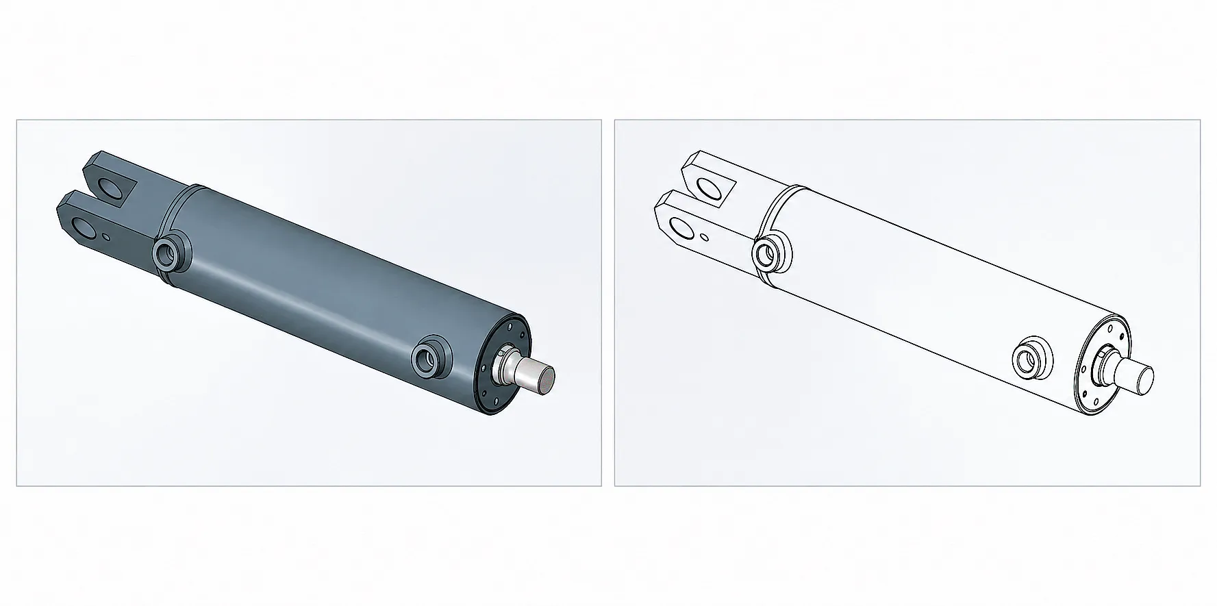 Forklift Attachment Cylinder — Φ70mm, 250mm Stroke 5 Forklift Attachment Cylinder HCYY11112028 side detail