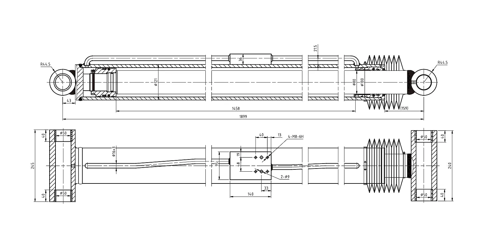 Folding Boom Angle Cylinder for Aerial Work Vehicle (1458mm Stroke) 3 Folding Boom Angle Cylinder HCYY11112011 technical specification table