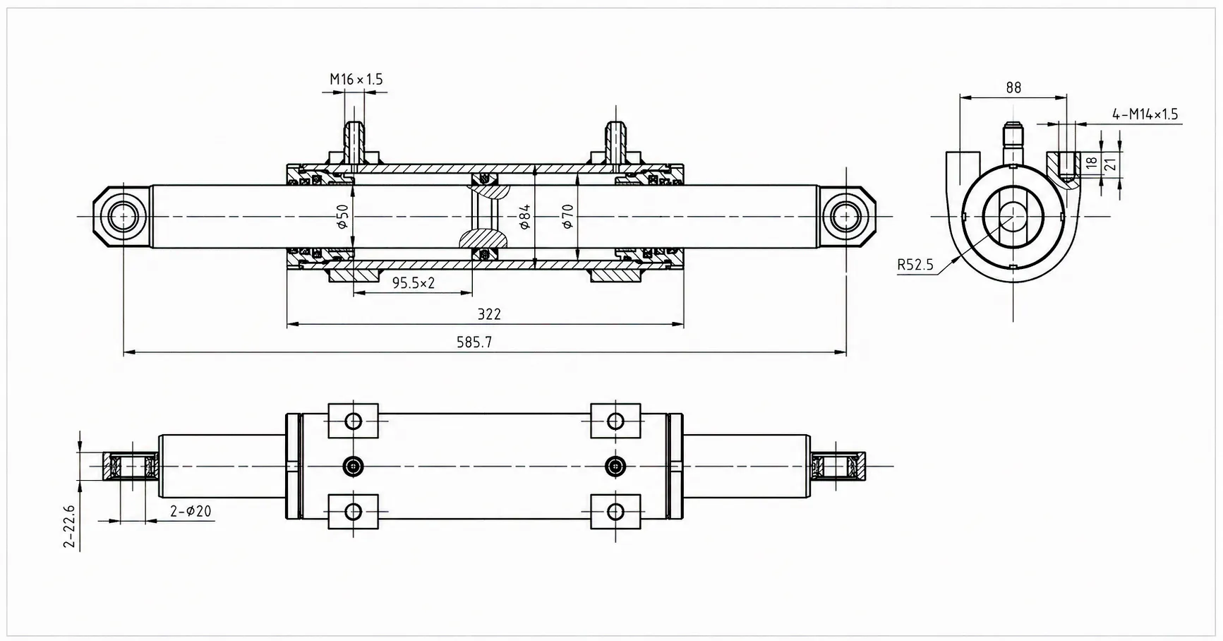 Double-Acting Forklift Steering Cylinder 3 Forklift Steering Cylinder Technical Specifications Table
