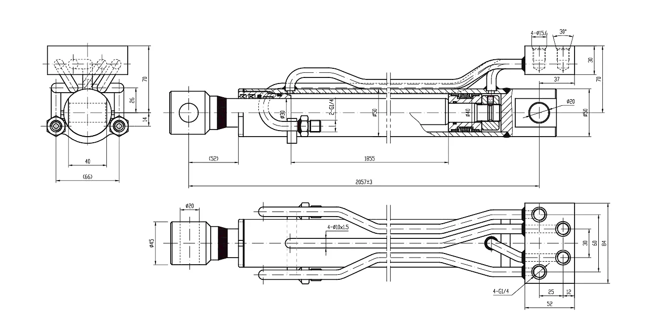 Front Outrigger Rack Cylinder 3 Front Outrigger Rack Cylinder HCYY11112024 technical specification table from catalogue