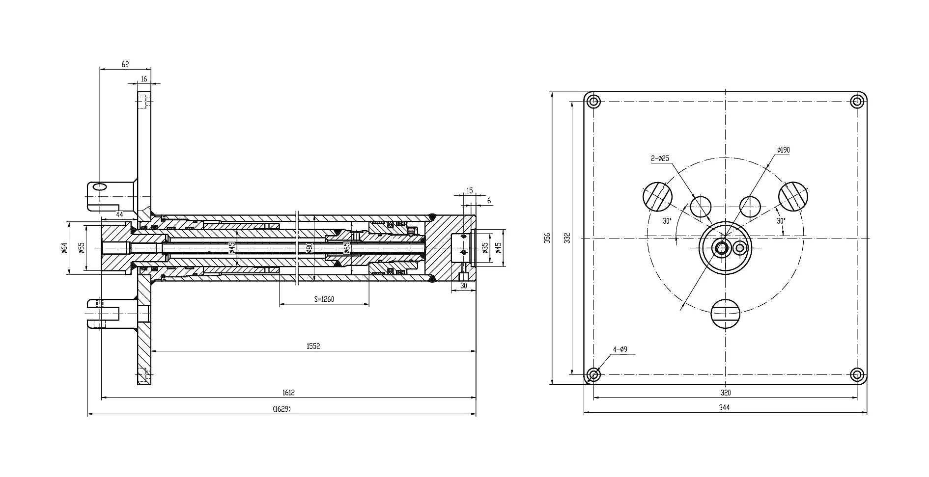 Lifting cylinder technical parameter table HCYY11112006