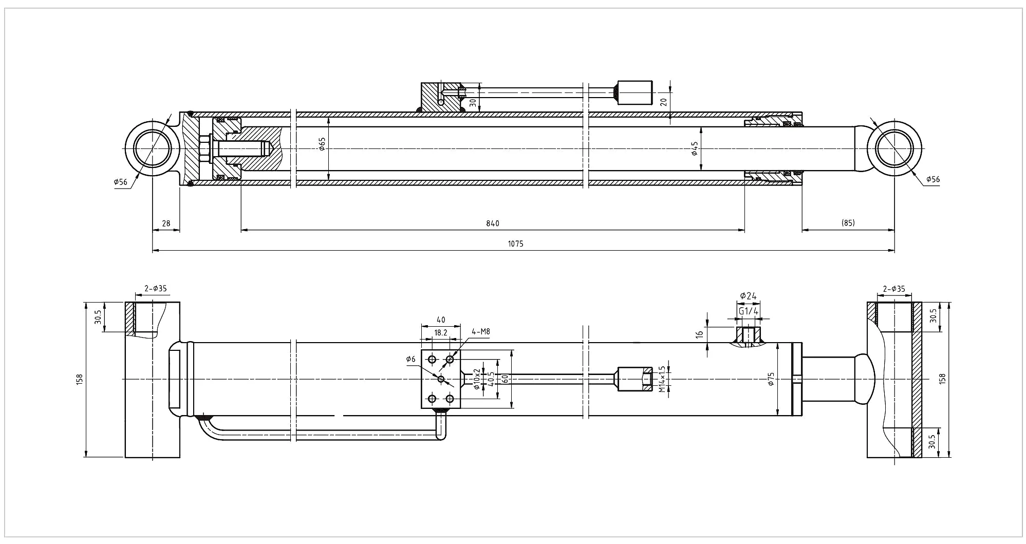 Aerial Work Platform Lifting Cylinder (840mm Stroke) 2 Lifting Cylinder Technical Specification Table HCYY11112003