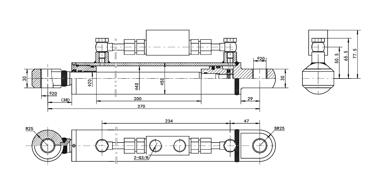 Hook-Lift Truck Locking Cylinder — Φ40mm, 200mm Stroke 3 HCYY11112013 locking cylinder technical parameter datasheet