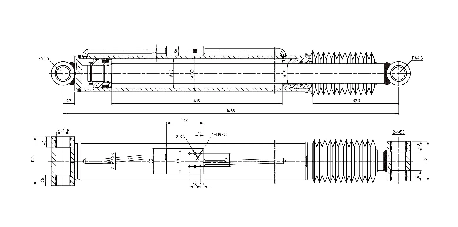 Main boom extension cylinder technical specification datasheet
